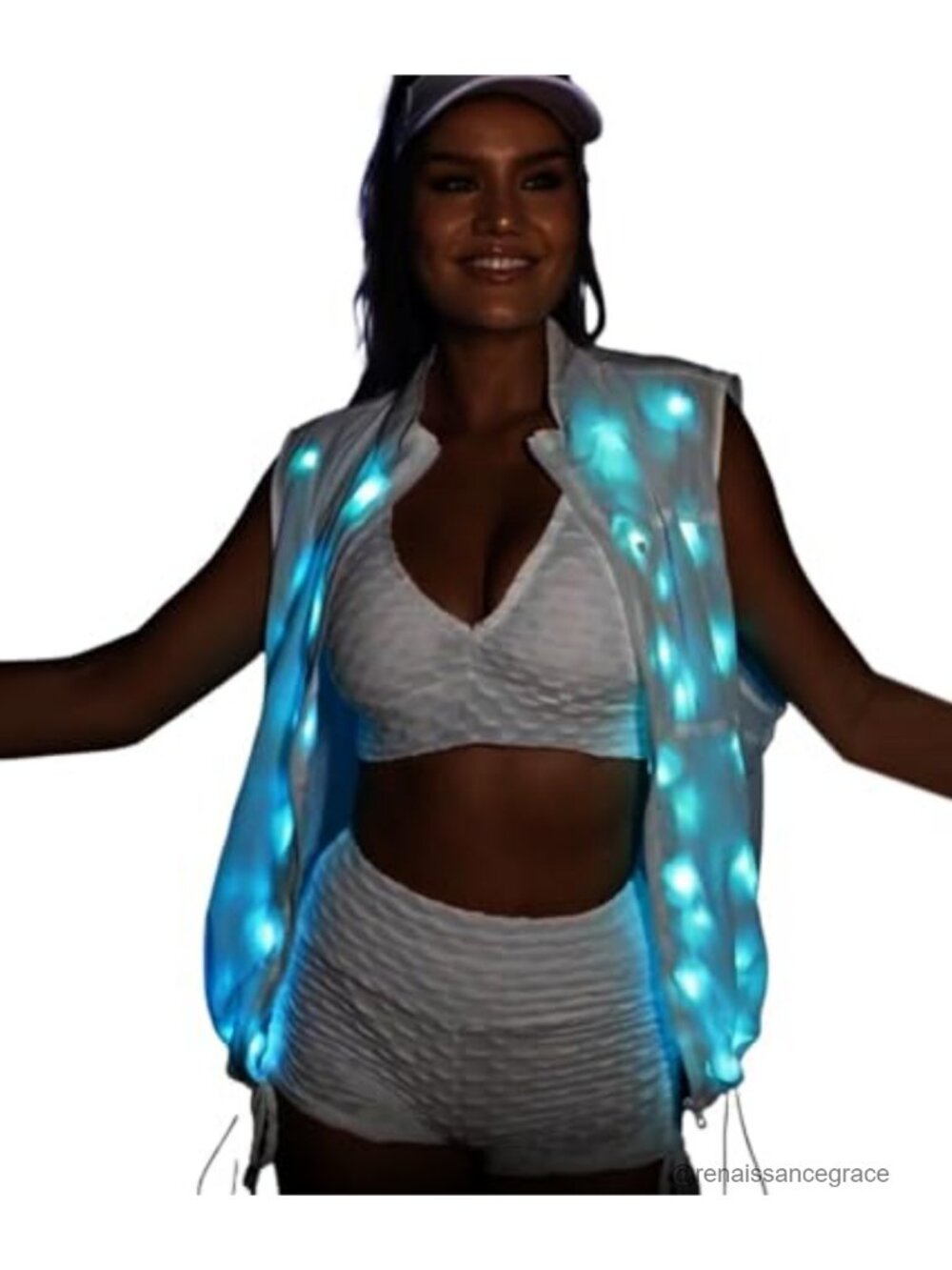 LED Light Up Rave Vest Nylon Sleeveless Sport Festival Party
